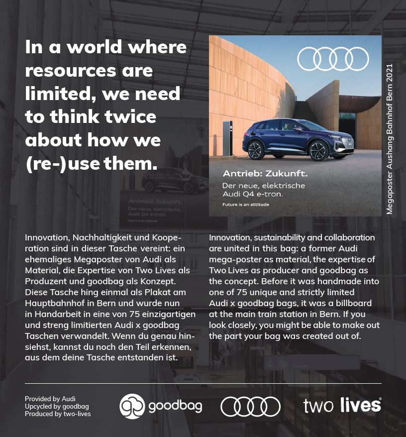 Limited Edition Audi x goodbag: Newlife upcycled Megaposter (light-dark grey)
